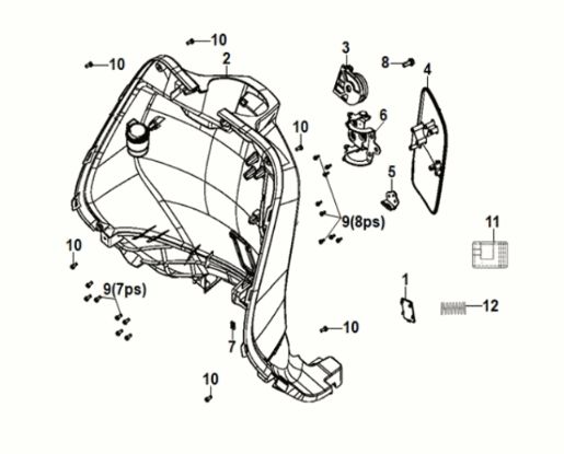 Capot intérieur avant Sym Fiddle IV 50 E5 Blue (BU-2154U)