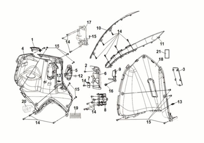 Front inner cover Sym Symphony ST 125i LC E5 SUBMARINE GREY (GY-7547UL)