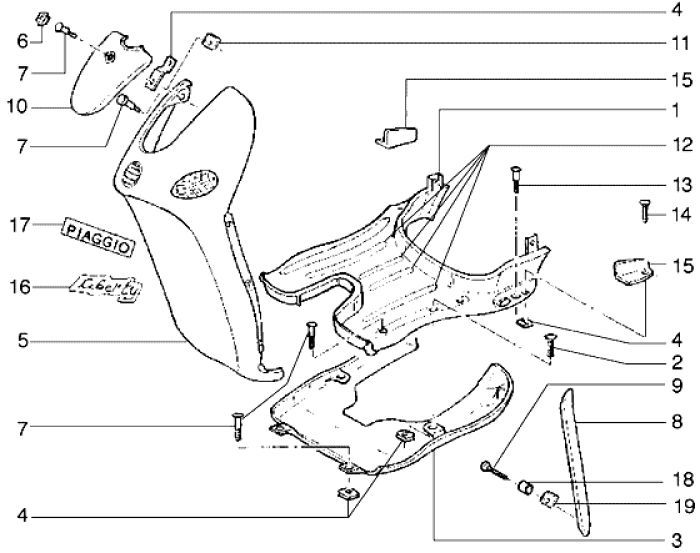 Marchepied Piaggio Liberty 2 temps jusqu'en 2005