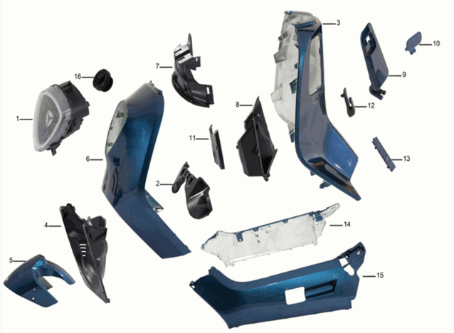 Paroi avant/planche à vent Yadea C1S