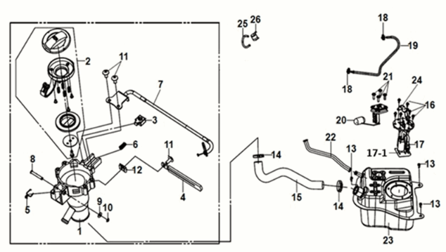 Réservoir de carburant Sym X-Pro 50 E5