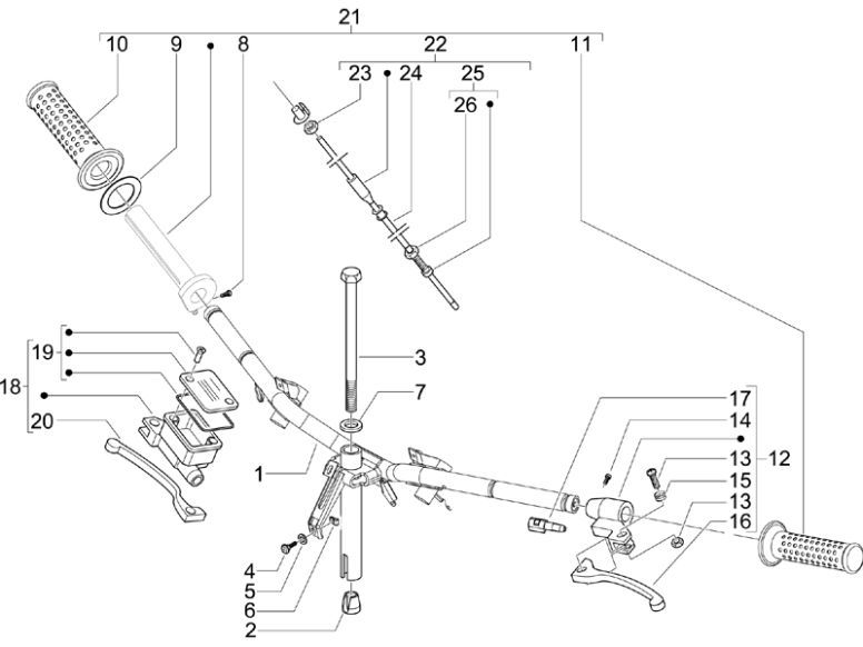 Levier de frein à gaz Piaggio Zip 2000 2 temps AC