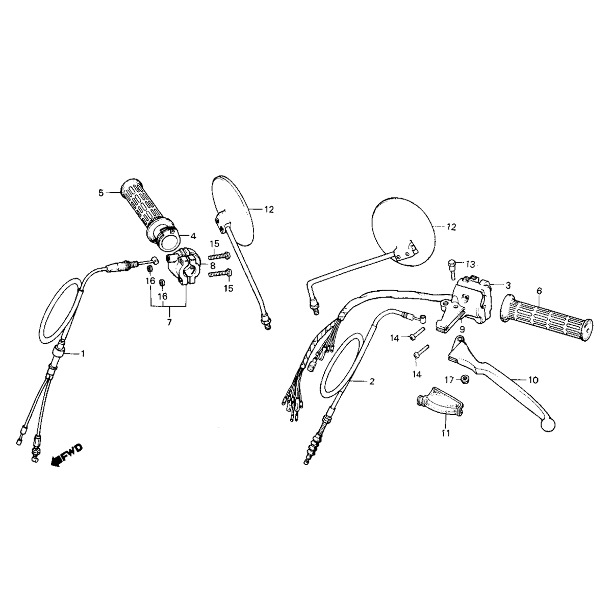 Poignée d'accélérateur et embrayage pour Honda MB50/MB80/MBX50/MBX80