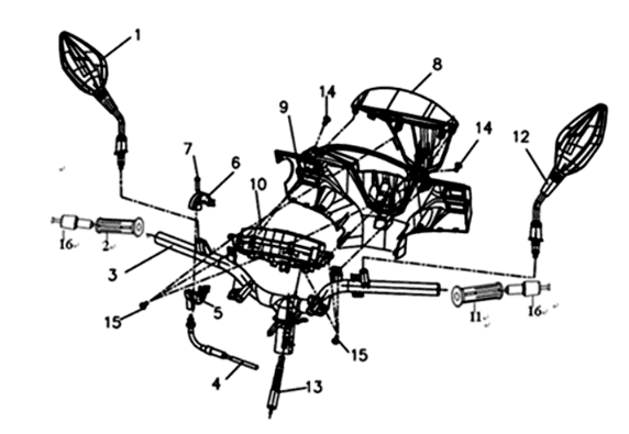 Câble d'accélérateur et couvercle de compteur Sym Symphony ST 200I bleu/noir/argent