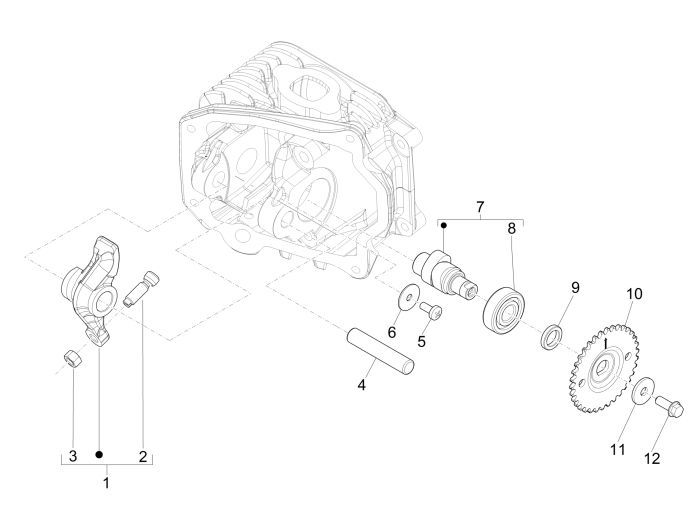 Arbre à cames Vespa Sprint 25 km 4 temps 2 soupapes