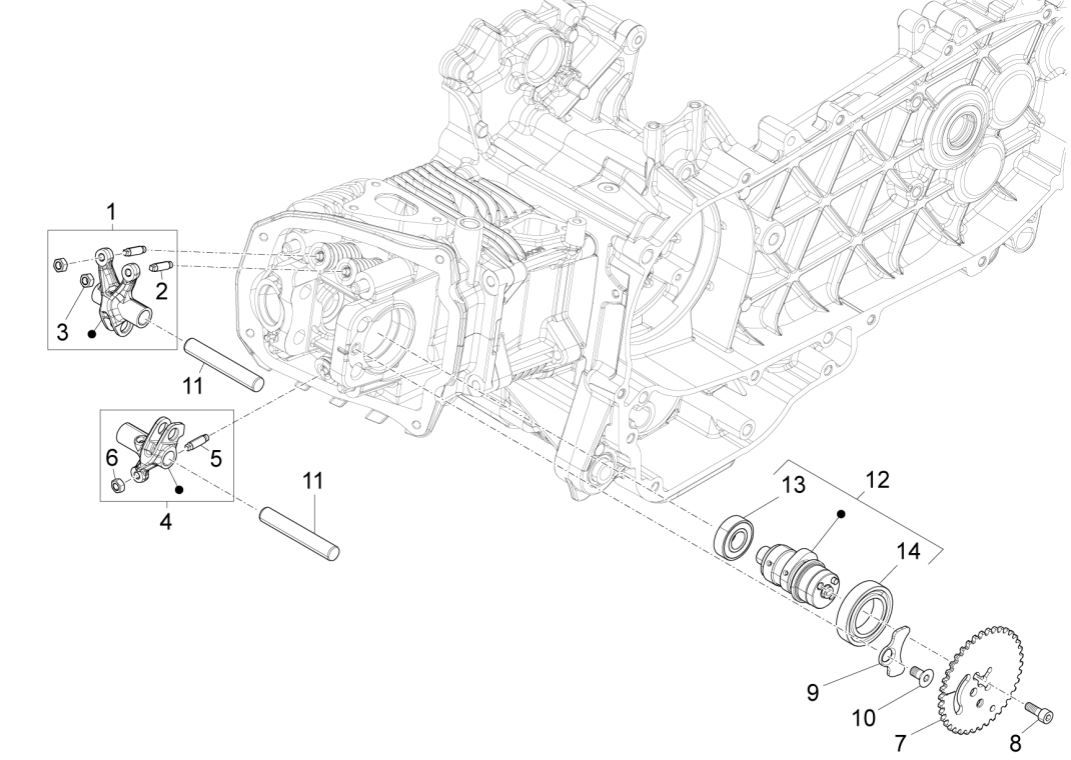 Support d'équilibrage de groupe Vespa Sprint 125 4T 3V IE ABS -Groep Balanceringensteun Vespa Sprint 125 4T 3V