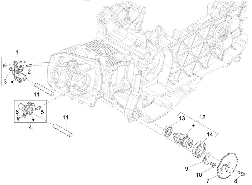Groupe Piaggio Fly 125 4 temps 3V IE E3 4 temps-Groep balanceringensteun Piaggio Fly 125 4-takt 3V IE E3