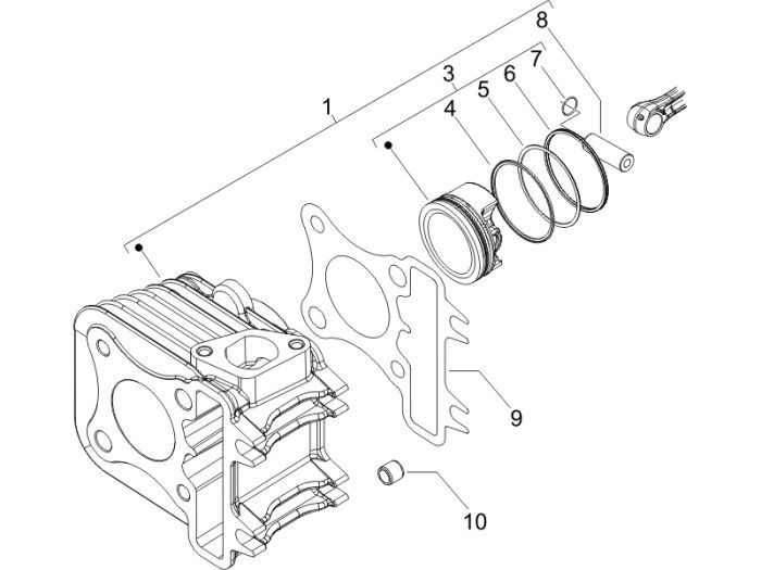 Cylindre Piaggio Fly 4 temps