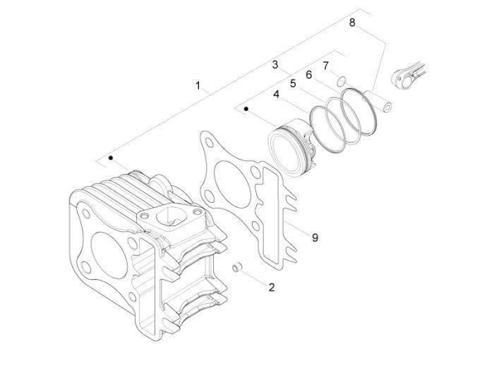 Cylindre Piaggio Liberty 4 temps