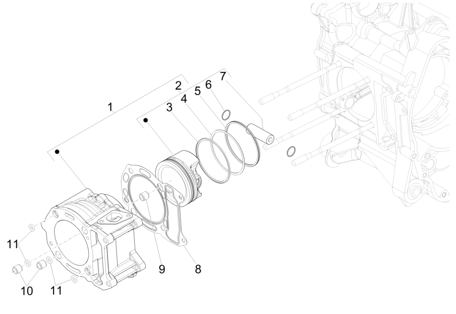 Piaggio Beverly 300 4T 4V HPE ABS E5 2021-2022 (EMEA)-Groep cilinder-zuiger Piaggio Beverly 300 4T 4V HPE ABS E5