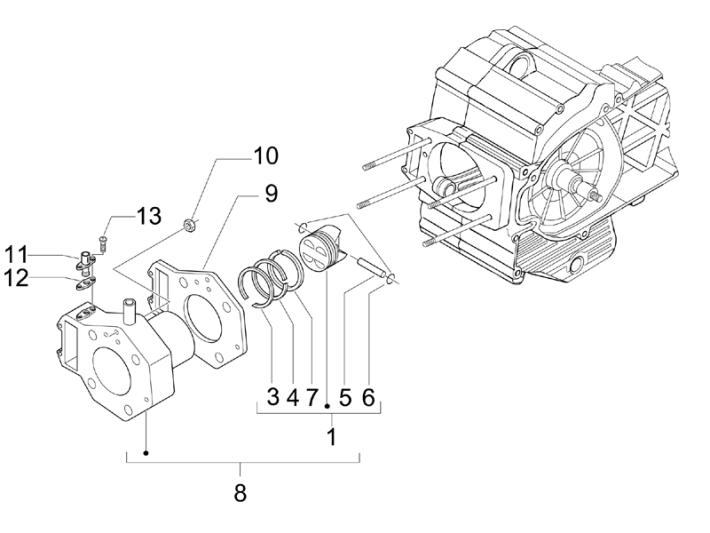 Groupe cylindre-piston-piston Piaggio Beverly 500 E3 2007-2012