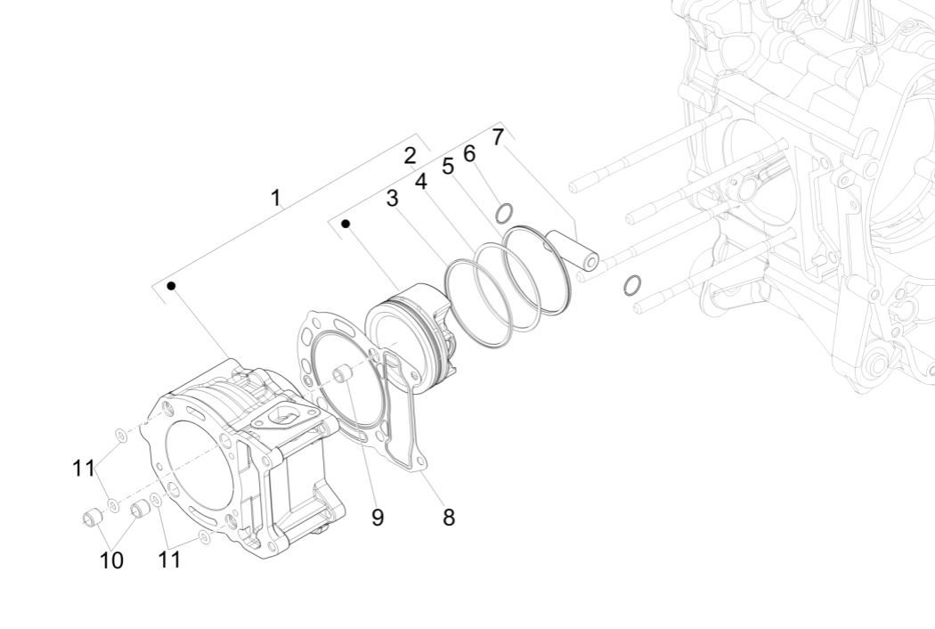 Cylindre de groupe Piaggio MP3 300 HPE/300 HPE SPORT E5 ABS 2020-2022 (EMEA)