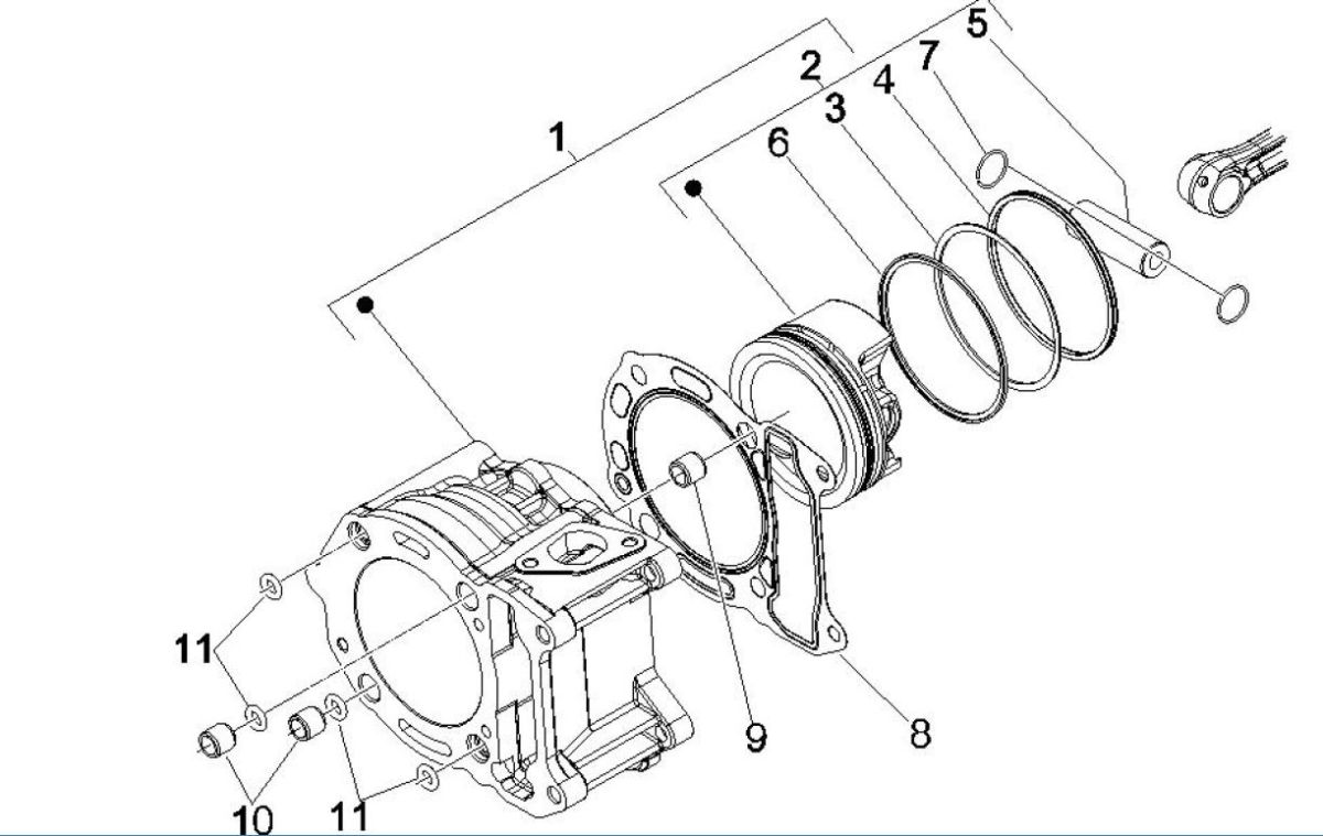 Groupe cylindre-piston-piston Vespa GTV 250 4T 4V IE