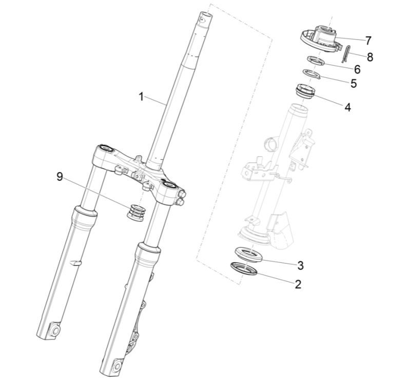 Groupe de direction Piaggio Medley 125 ABS E5 2021-2022 (EMEA)