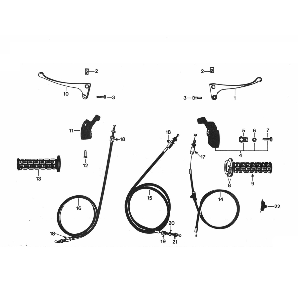 Remhendel - Handvatten - Kabels Zundapp 529-010, 020 tm 026 (past niet op 024!)