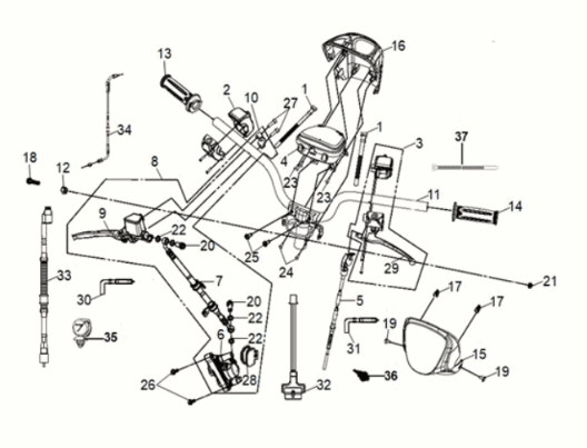 Guidon Sym Mio 50I E5 gris/noir (BK-2593U/BK-001C)
