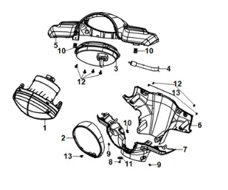 Couvre-poignée - phare Sym E-Fiddle Petrol Green (GN546U)