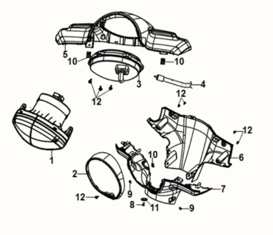 Handle cover - head light Sym Fiddle IV 125i LC ABS E5 2020-2021 PETROL GREEN (GN-546U)