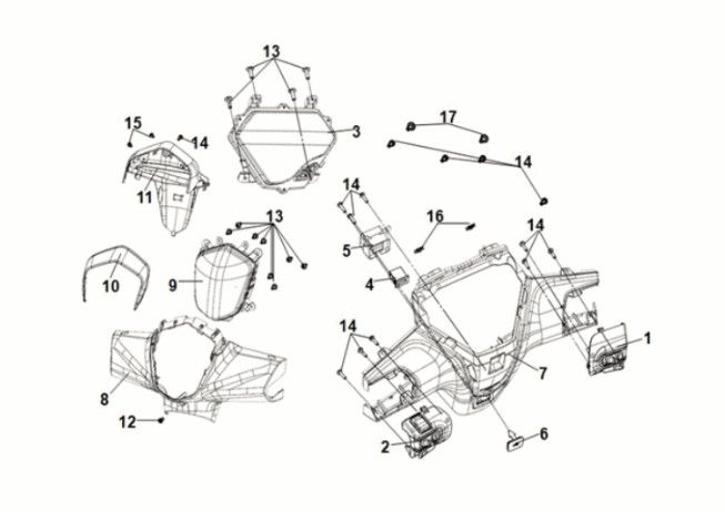 Handle cover - head light Sym Symphony ST 125i LC E5 SUBMARINE GREY (GY-7547UL)