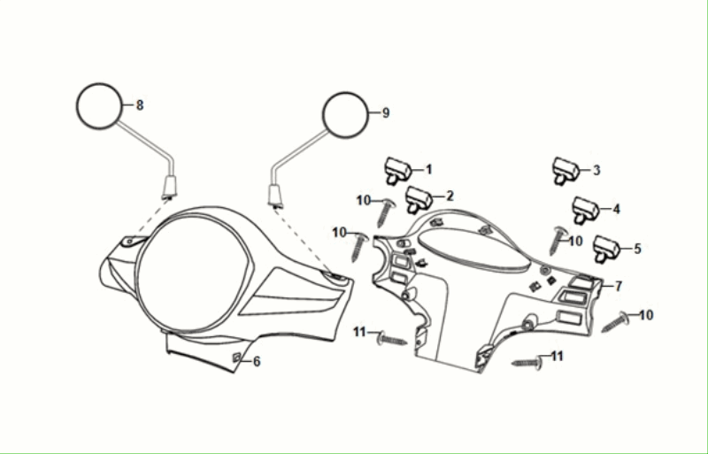 Housses de direction - Commutateurs de direction - Rétroviseurs Sym Fiddle ll Euro 5 Black (BK-5560S)