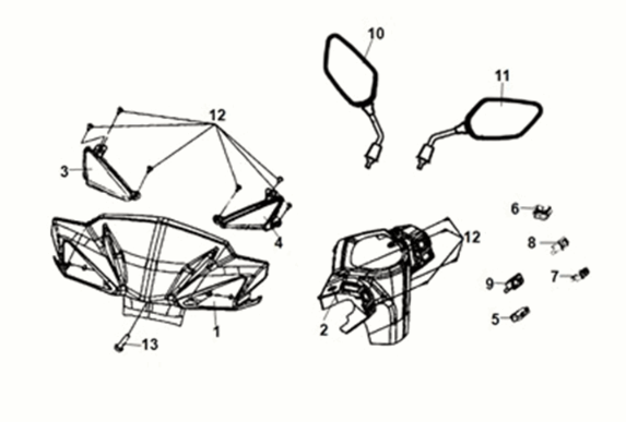 Tuyau de poignée - couvercle de poignée Sym X-Pro 50 E5 rouge (R-010CA)