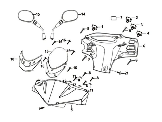 Handle pipe handle cover Sym Orbit II 125i E4 WHITE (WH-8018P)