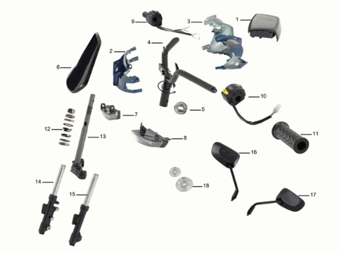 Guidon/fourche avant Yadea C1S