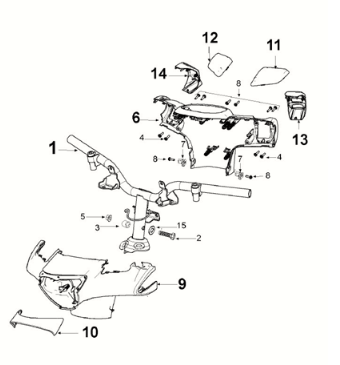 Handlebar Peugeot Django 125 2021-2022 WHITE/ DRAGON RED (G9)