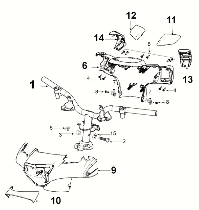 Guidon - Caches de guidon Peugeot Django 50 4T AC Euro 5 blanc laiteux/ dragon rouge (G9)