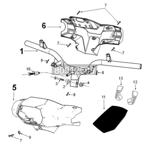 Handlebar Peugeot Tweet 125i E5 FL 2023-2025 BLACK (M7)