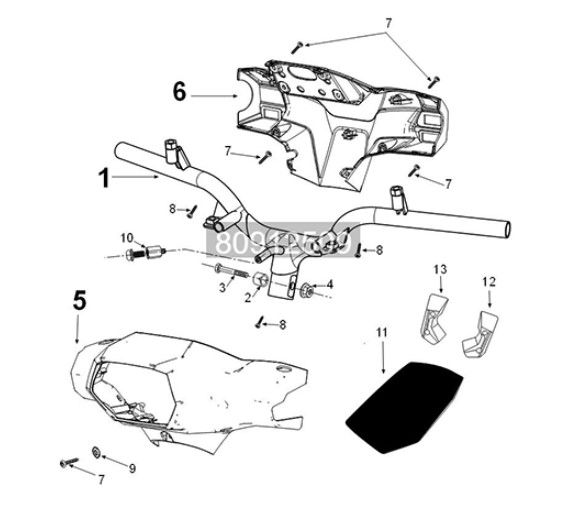 Handlebar Peugeot Tweet 125i E5 FL 2023-2025 PASIFIC BLUE (W4)