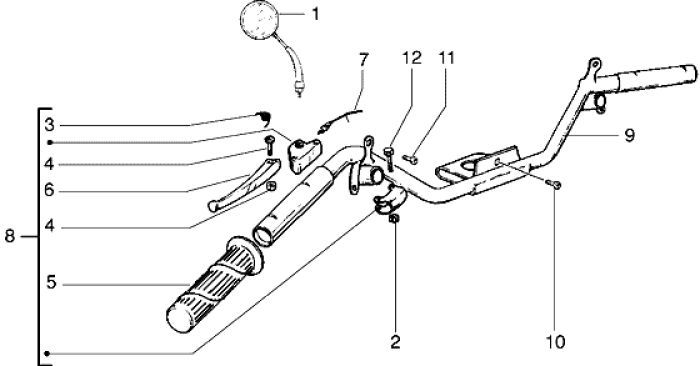 Pièces de direction Piaggio Liberty 2 temps jusqu'à 2005