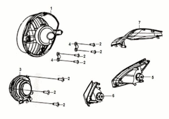 Head light Sym Crox 50 E5 WHITE/GREY (WH-8018P/GY-7450U)