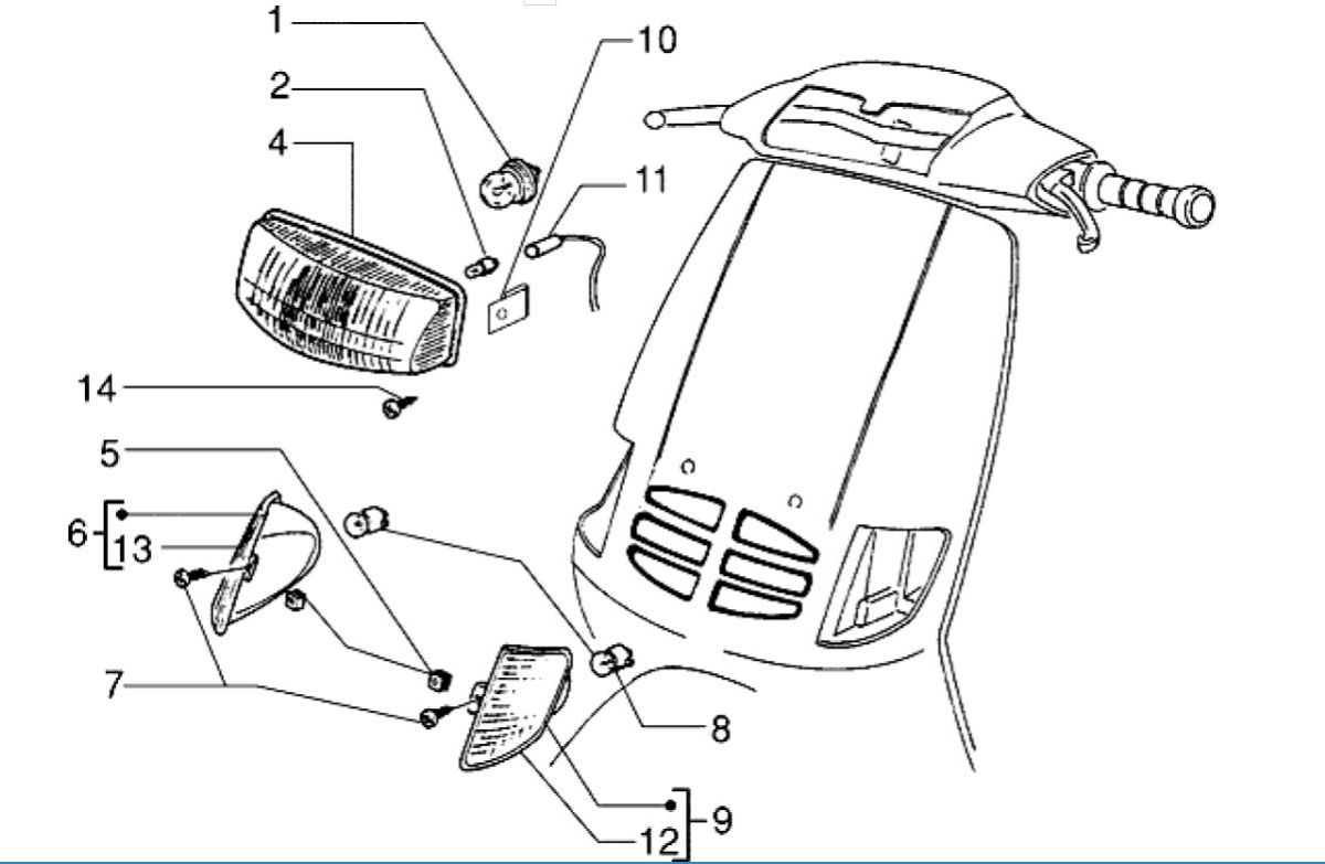 Lampe frontale Piaggio Zip RST