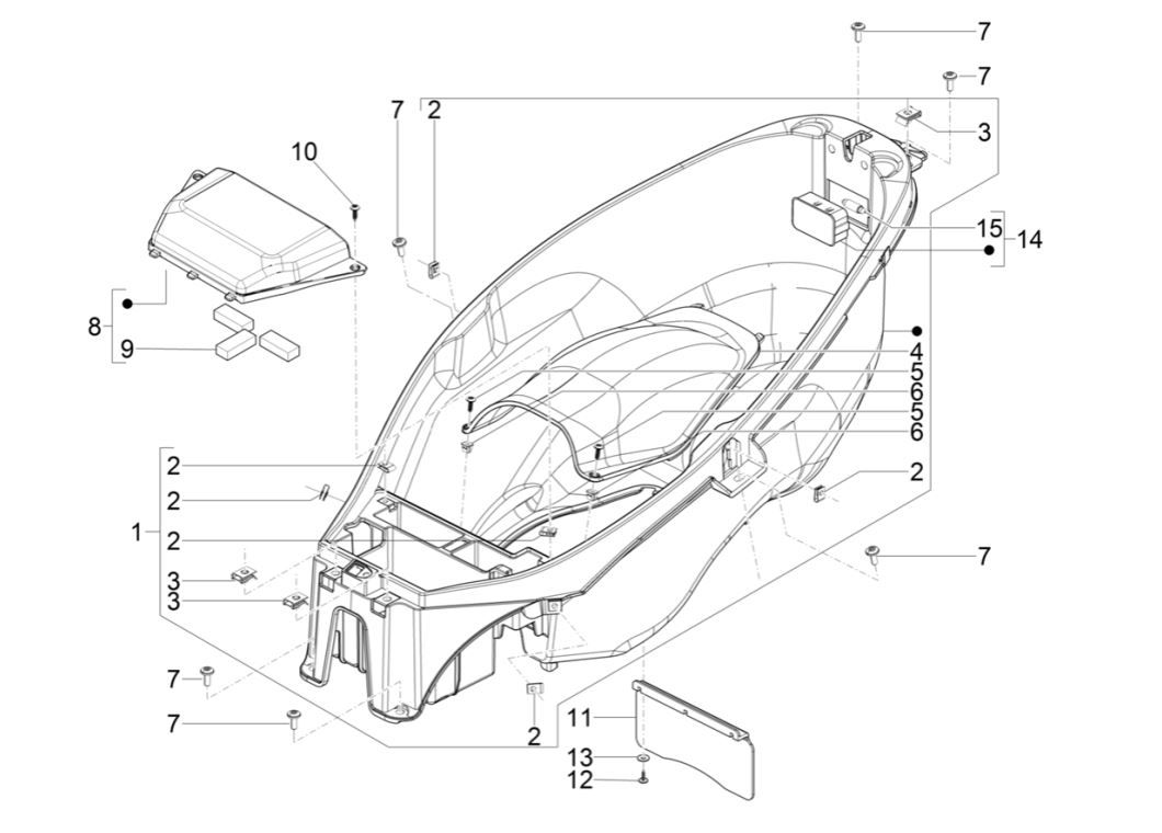 Coffre de selle Piaggio MP3 300 HPE/300 HPE SPORT E5 ABS 2020-2022 (EMEA)