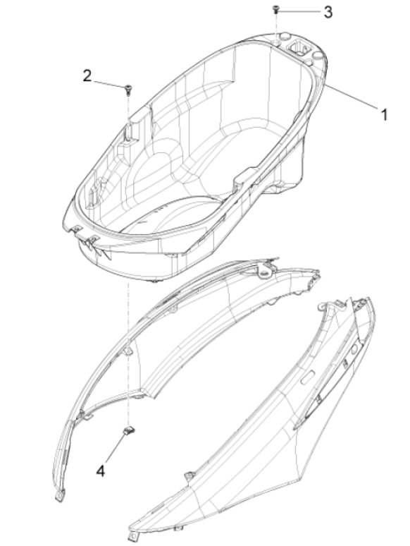 Coffret pour casque Piaggio Fly 125 4 temps 3V IE E3