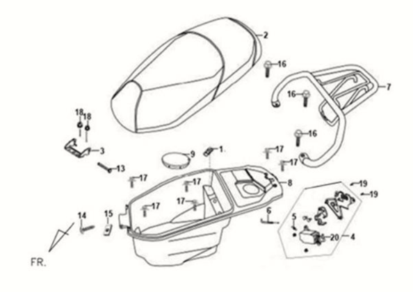Coffre de selle Sym Fiddle II 125S