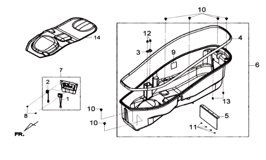 Coffre de selle Sym Joymax 300I ABS E3 2014-2016