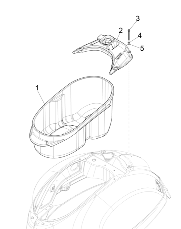 Coffre de selle Vespa GTS 125 4T E4 ABS 2019 (EMEA)
