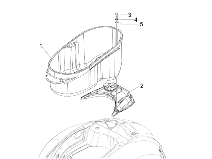 Coffre à casque Vespa GTS 250 ie 2005-2016 (sans ABS)