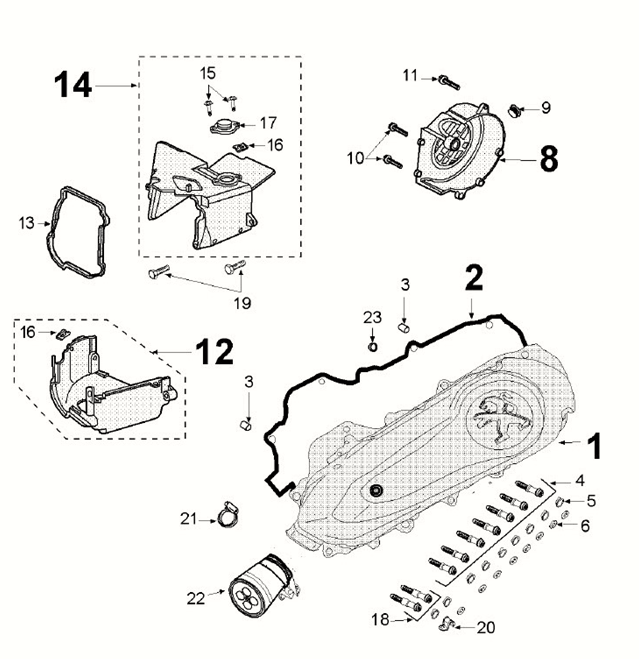 Cache boîtier 2 Peugeot Django 4 temps E5