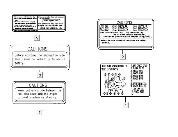 Autocollant d'information Kymco Vitality 2t ac stream sportif