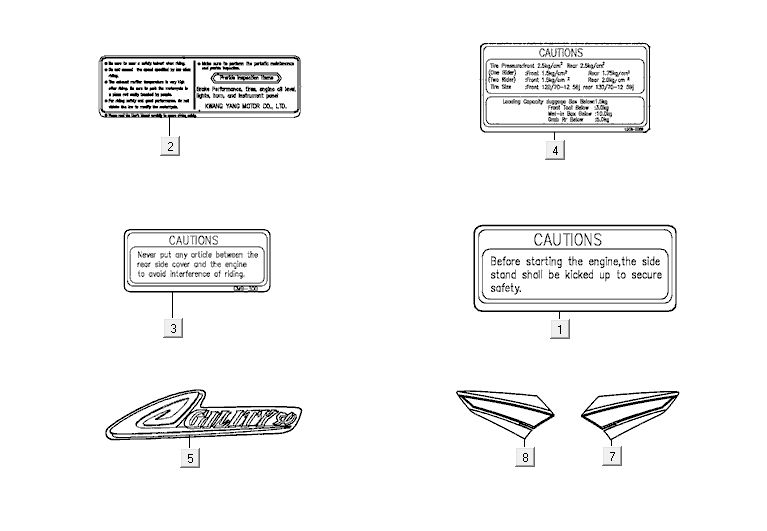 Autocollant infosticker Kymco Agility 10' 4 temps blanc argent