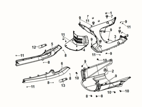 Inner fender - floor panel - center c. Sym Fiddle IV 125i LC ABS E5 2020-2021 BLACK (BK-7C)