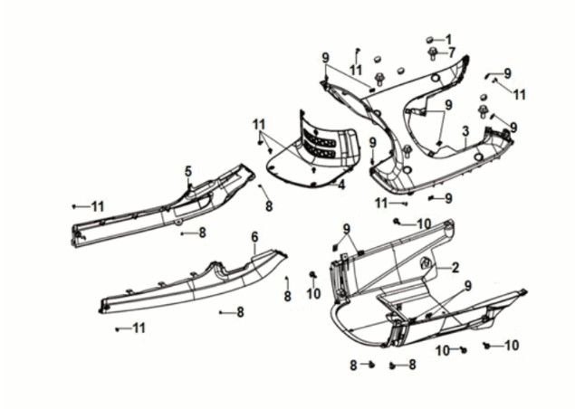 Inner fender - floor panel - center cover Sym Fiddle IV 125i AC CBS E5 2020-2021 GREEN (GN-546U)