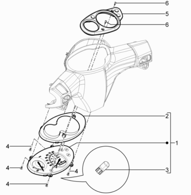 Compteur kilométrique - Cockpit Piaggio Typhoon 50 2 temps Euro 3 2011