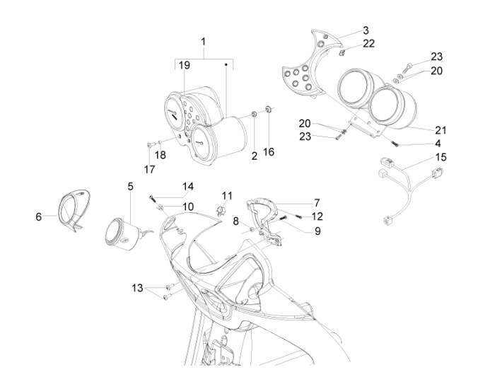 Groupe d'instruments Cuscotto Piaggio Beverly 500 E3 2007-2012