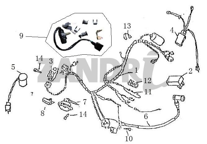 Faisceau de câbles Allumage BTC Grande Retro GT1 noir crème