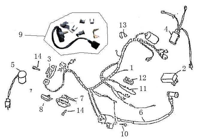 Faisceau de câblage Allumage Chine Retro rouge
