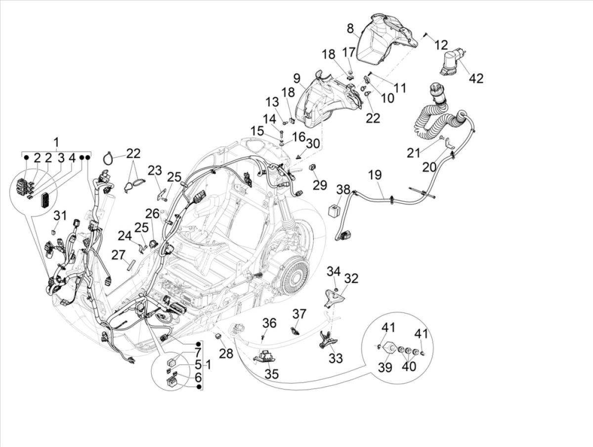 Faisceau de câbles Vespa Elettrica 25/KMH SCH E5 2021 (EMEA)